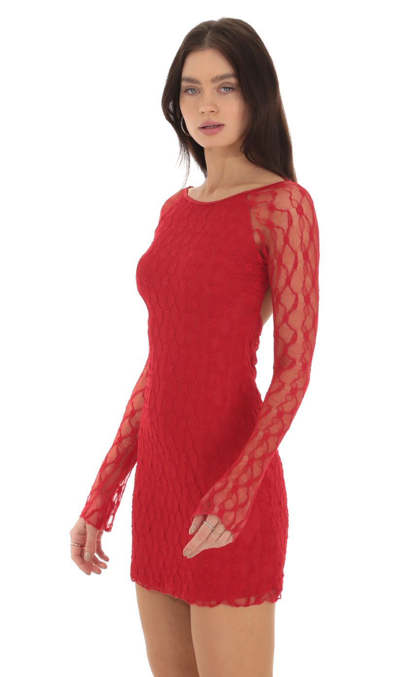 Picture Libertee Lace Open Back Bodycon Dress in Red. Source: https://media.lucyinthesky.com/data/Sep23/850xAUTO/894b4c63-27bc-449b-93a4-3cd2e1e4af90.jpg