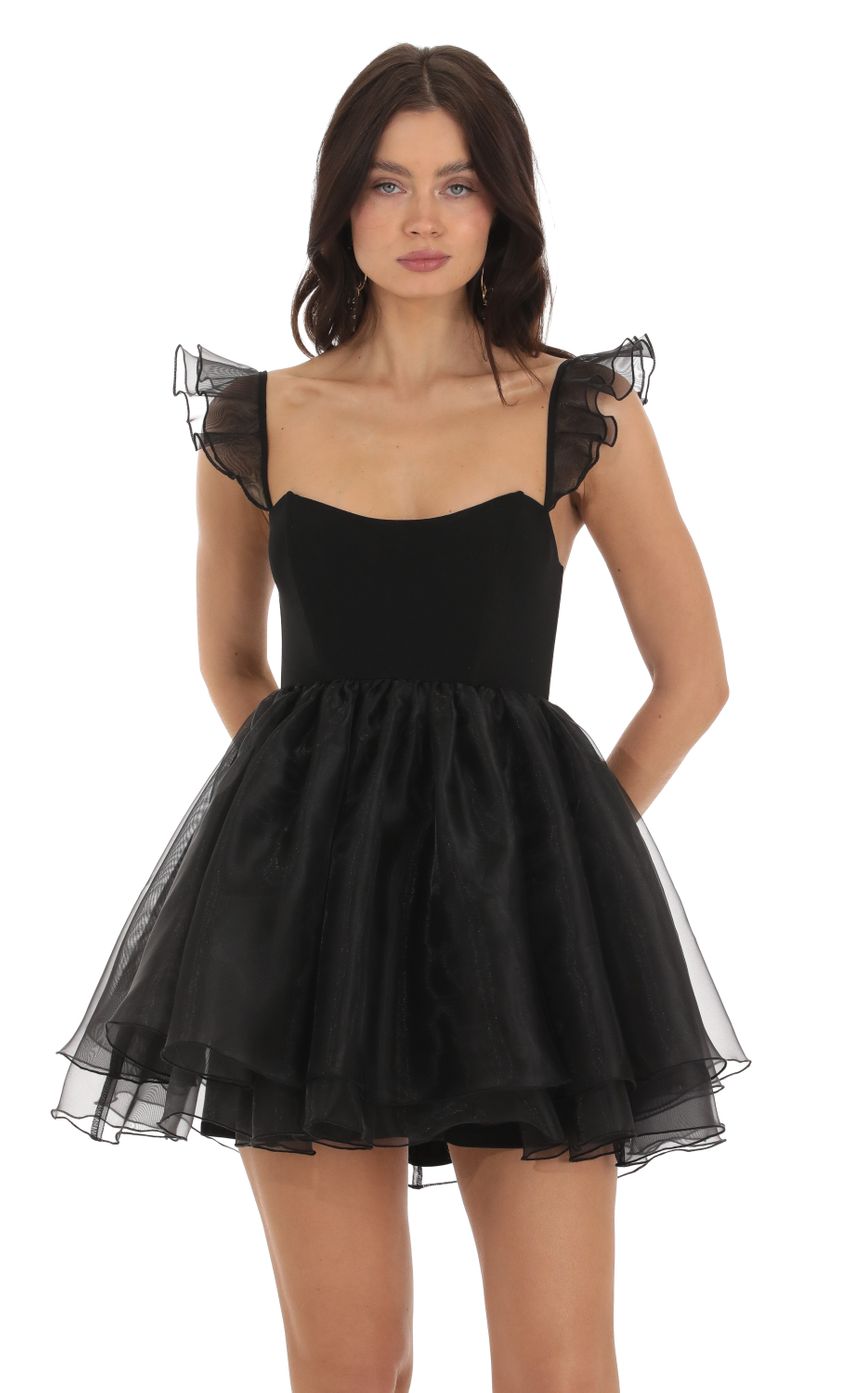 Picture Evianna Corset Flare Dress in Black. Source: https://media.lucyinthesky.com/data/Sep23/850xAUTO/8ae92909-15f0-4f3b-a42d-d094be117aa4.jpg