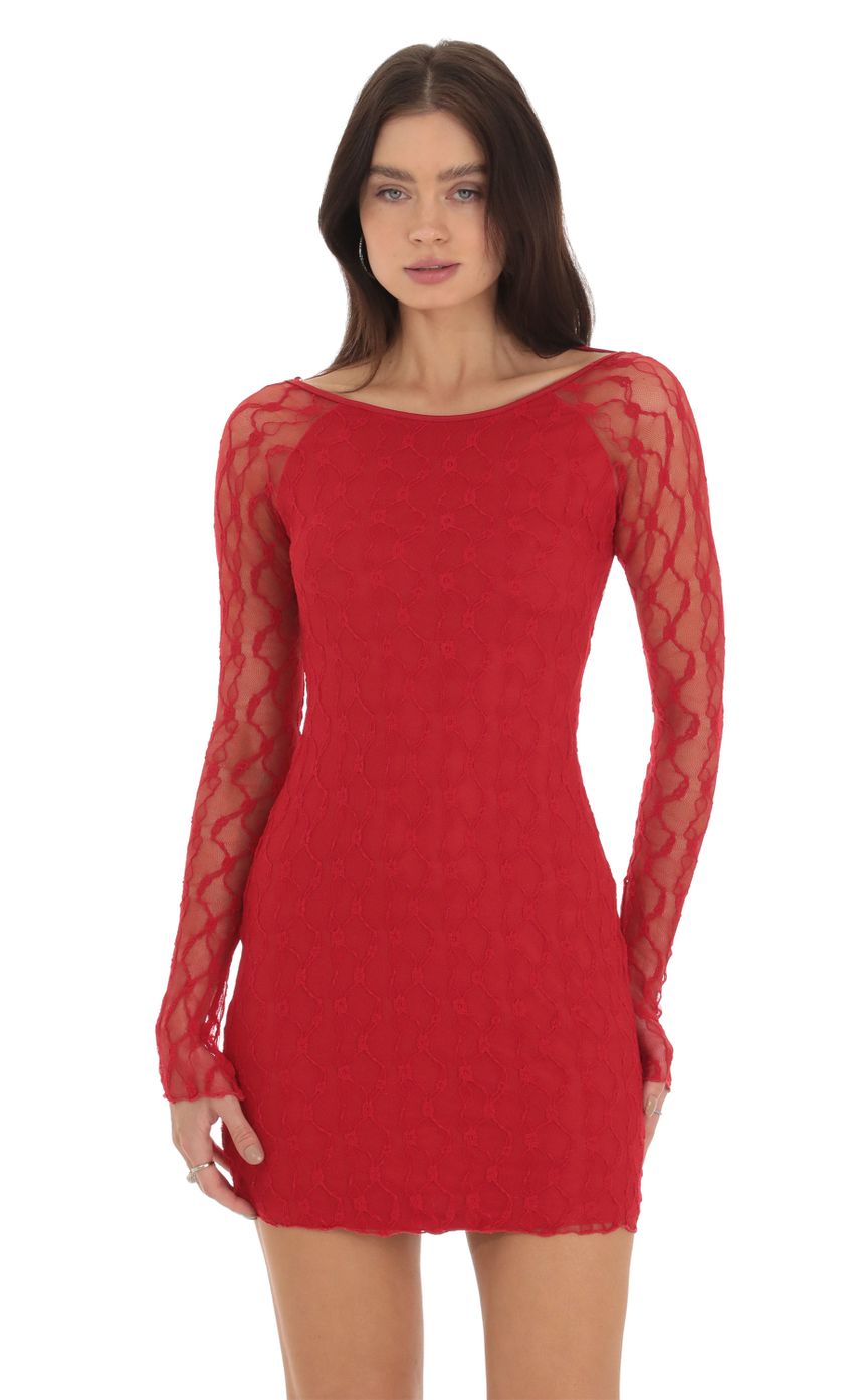 Picture Libertee Lace Open Back Bodycon Dress in Red. Source: https://media.lucyinthesky.com/data/Sep23/850xAUTO/97e0e7b8-3147-428a-b922-124e70e861e7.jpg