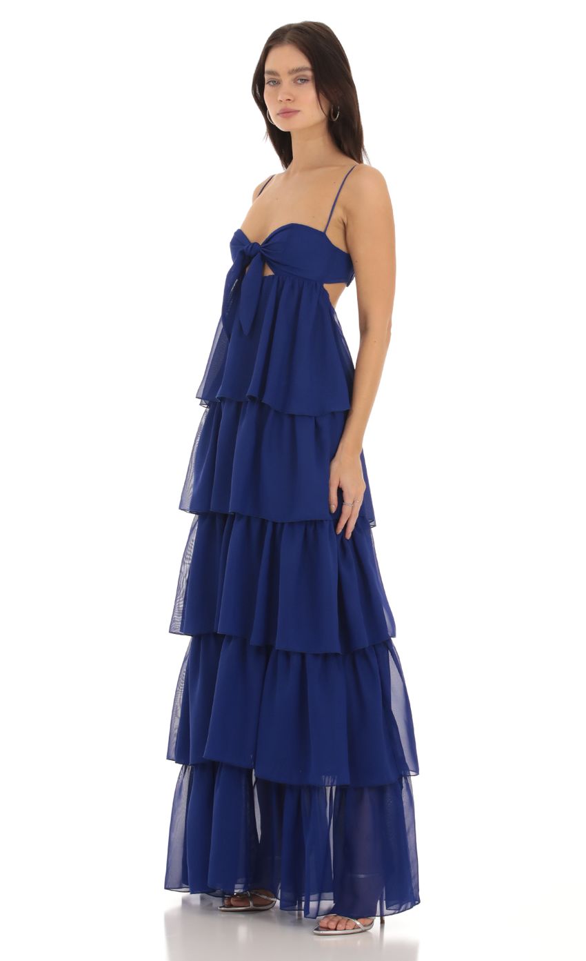 Picture Kenya Front Tie Ruffle Dress in Blue. Source: https://media.lucyinthesky.com/data/Sep23/850xAUTO/994683f7-a8bf-4548-9238-04fad81c04aa.jpg