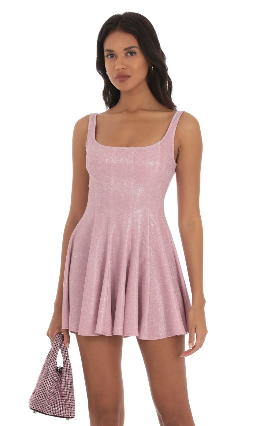 Picture Yasu Shimmer Fit and Flare Dress in Pink. Source: https://media.lucyinthesky.com/data/Sep23/850xAUTO/9951feb9-6ab2-4072-9e72-ac5fb02b095b.jpg