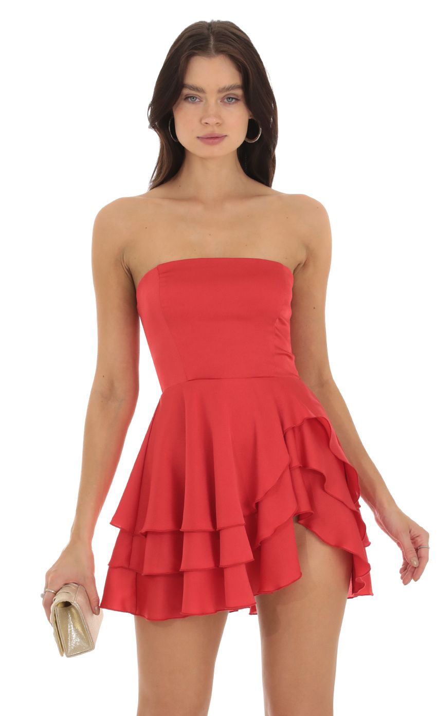 Picture Eulla Strapless Asymmetrical Dress in Red. Source: https://media.lucyinthesky.com/data/Sep23/850xAUTO/a737f3fb-2a9e-4663-8cad-c3ec5ba5e25d.jpg