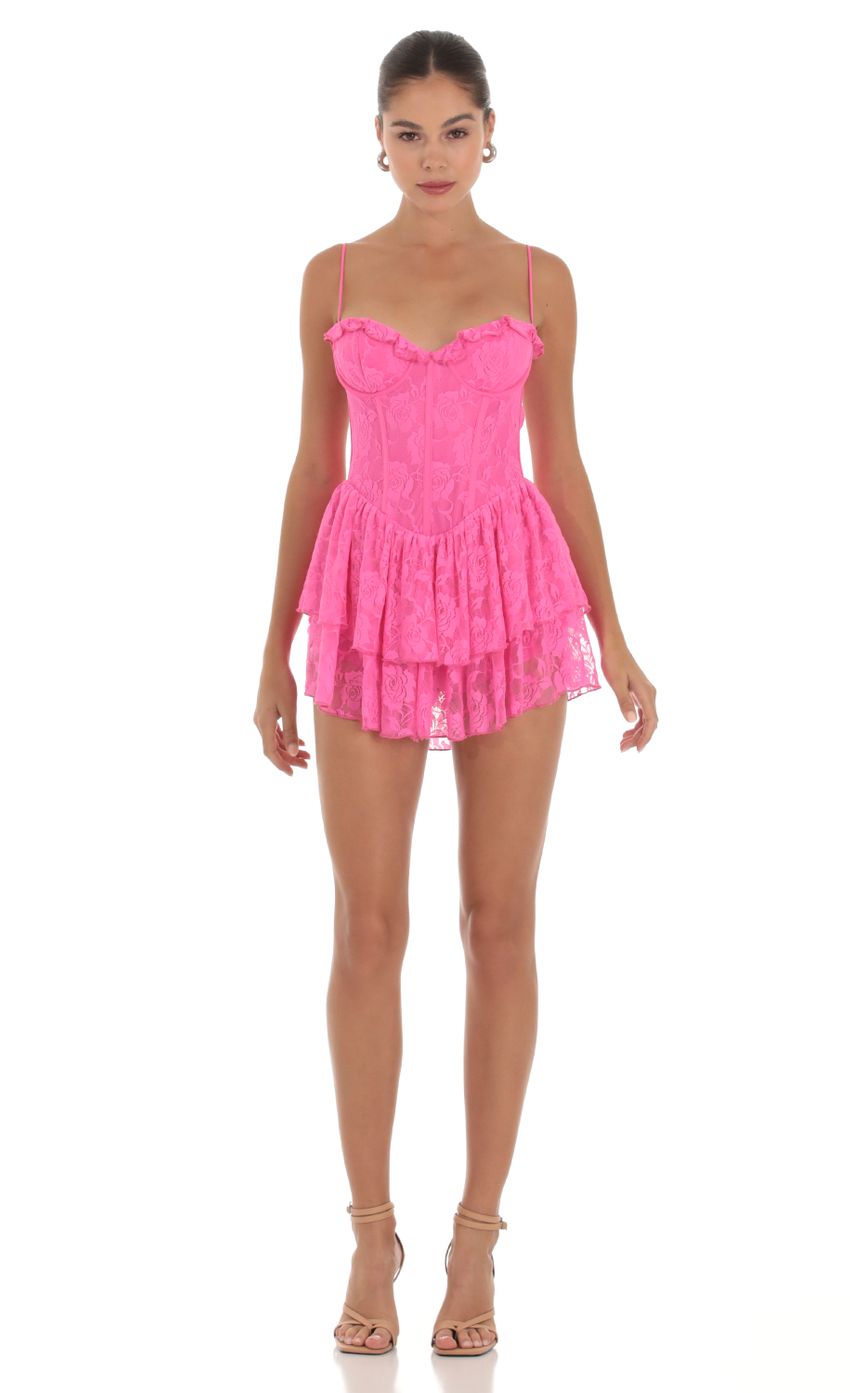 Picture Quinnie Lace Corset Romper in Pink. Source: https://media.lucyinthesky.com/data/Sep23/850xAUTO/ae89e3d7-669d-4653-8d45-ecd9531514f9.jpg
