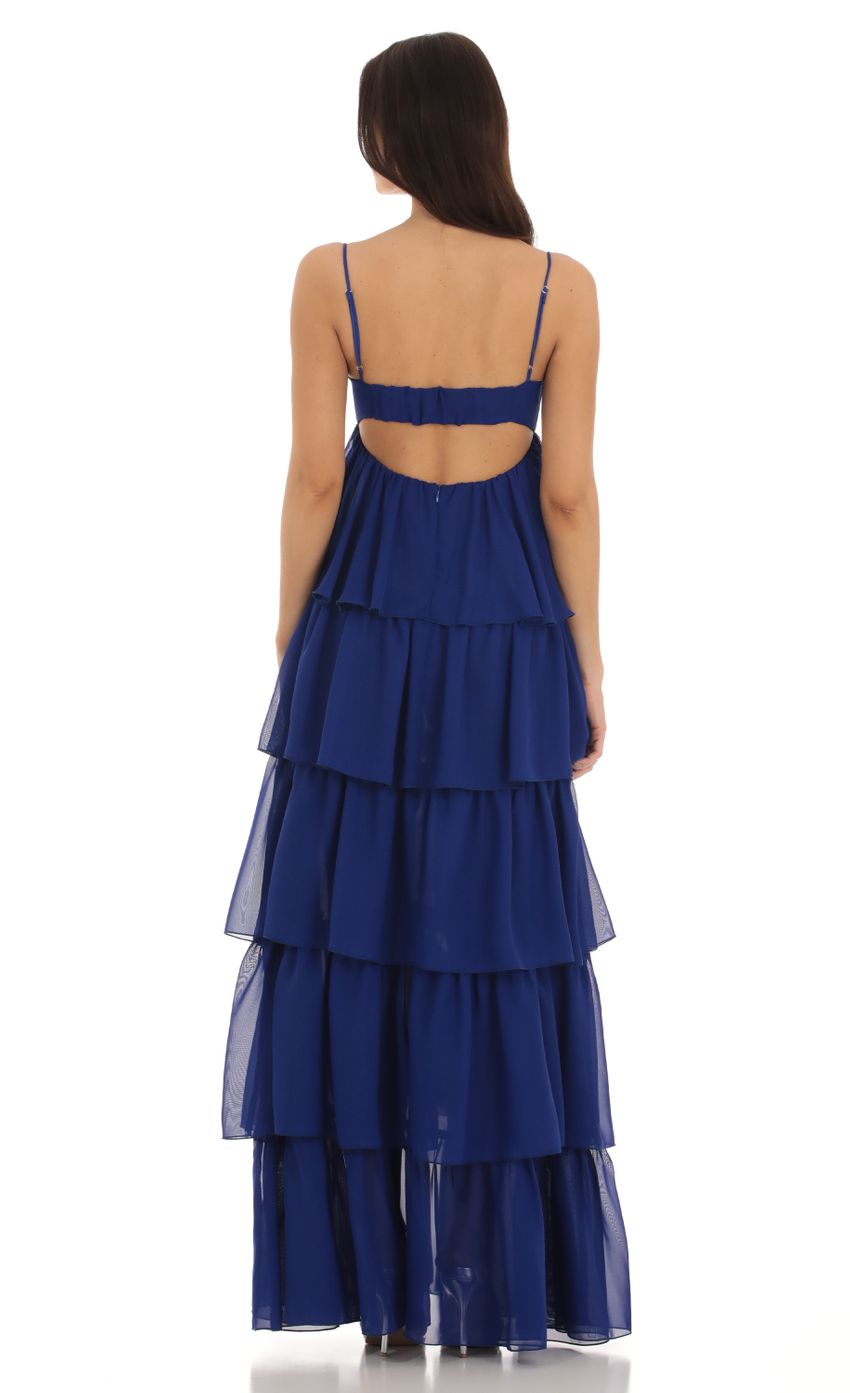 Picture Kenya Front Tie Ruffle Dress in Blue. Source: https://media.lucyinthesky.com/data/Sep23/850xAUTO/b26d4b7a-fe01-4184-ad64-c4542fa07513.jpg