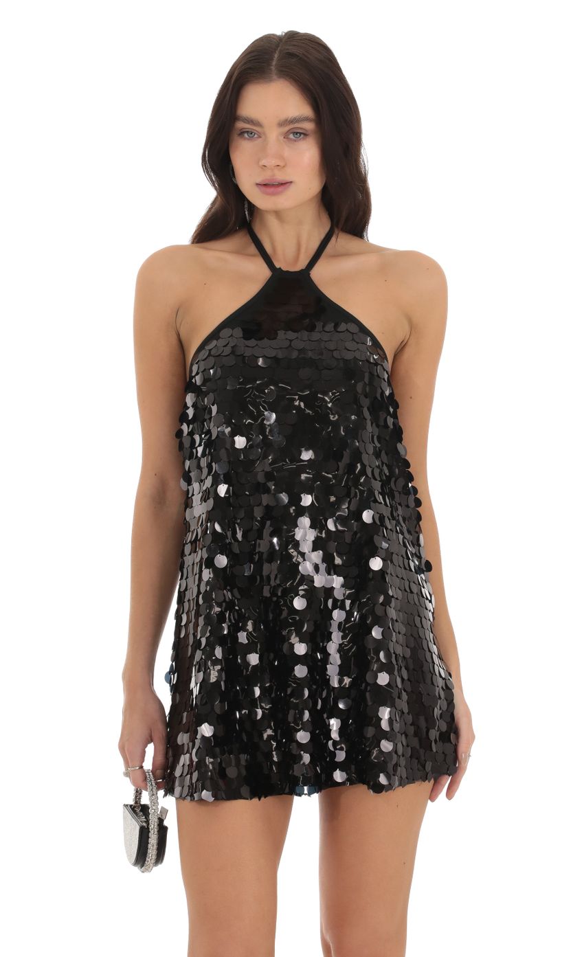 Picture Maya Sequin Halter Dress in Black. Source: https://media.lucyinthesky.com/data/Sep23/850xAUTO/c31336e9-5338-451d-a9f5-4d3561473969.jpg