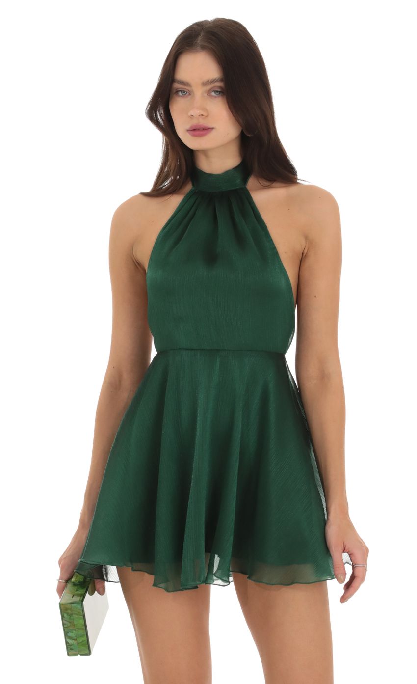 Picture Jaelyn Halter A-line Dress in Green. Source: https://media.lucyinthesky.com/data/Sep23/850xAUTO/e035c691-b2c0-423d-9b1d-e2fef1883a49.jpg